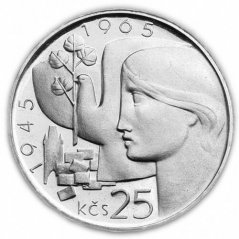 Stříbrná mince 25 Kčs 20 let osvobození ČSR | 1965 | Standard