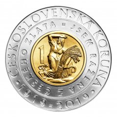 Stříbrná mince 2000 Kč Bimetalová mince 100. výročí zavedení československé koruny | 2019 | Standard