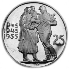 Stříbrná mince 25 Kčs 10 let osvobození ČSR | 1955 | Standard