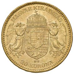 Zlatá minca 20 Korona Františka Jozefa I. | Uhorská razba | 1908