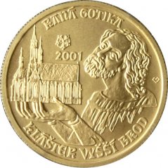 Zlatá minca 2000 Kč Raná gotika klášter ve Vyšším Brodě | 2001 | Standard