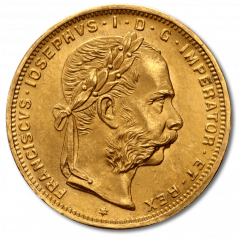 Gold coin 8 Florin 20 Francs | 1892 | Austria New Edition