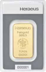 31,1g investiční zlatý slitek | Heraeus | Kinebar