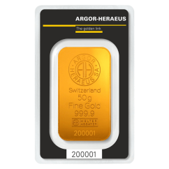 50g investičná zlatá tehlička | Argor-Heraeus