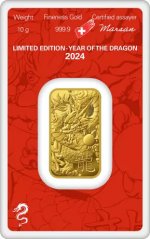 10g investičná zlatá tehlička Rok Draka | Argor-Heraeus | 2024
