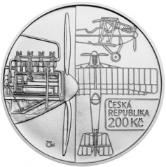 Stříbrná mince 200 Kč Sestrojení prvního letadla české výroby Bohemia B-5 | 2019 | Standard