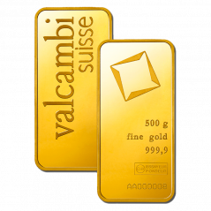 500g investičná zlatá tehlička | Valcambi | Razený