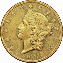 Gold coin 20 Dollar American Double Eagle | Liberty Head | 1857