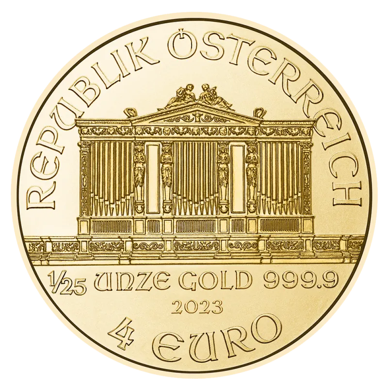 Złota moneta Wiedeński Filharmonik 1/25 oz
