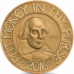 Zlatá minca 5 Oz William Shakespeare | 2016 | Proof