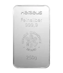 250g investiční stříbrný slitek | Heraeus | Ražený slitek