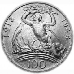Silver coin 100 CZK | 1948 | 30th anniversary of the creation of Czechoslovakia