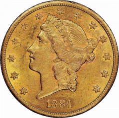 Gold coin 20 Dollar American Double Eagle | Liberty Head | 1884
