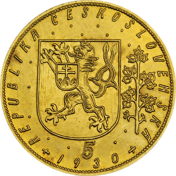 Gold coin St. Wenceslas 5 Ducat | 1930