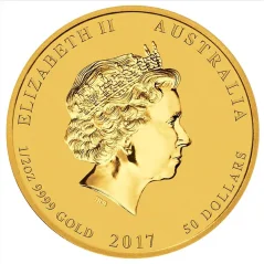 Zlatá investičná minca Rok Kohúta 1/2 Oz | Lunar II | 2017