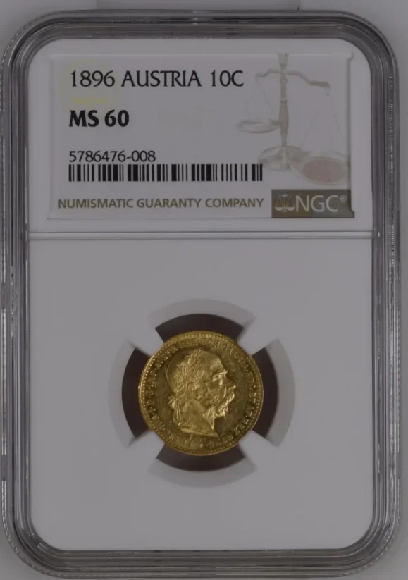 Zlatá mince 10 Korona Františka Josefa I. | 1896 | NGC | MS 60