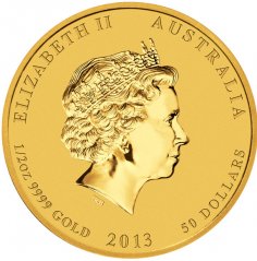 Zlatá investiční mince Rok Hada 1/2 Oz | Lunar II | 2013