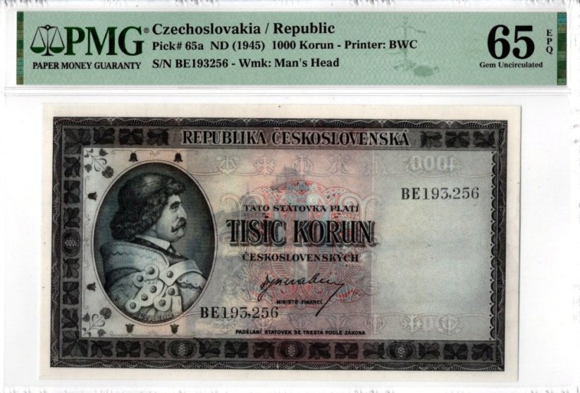 Banknote 1000 Korun | 1945 | EPQ 65