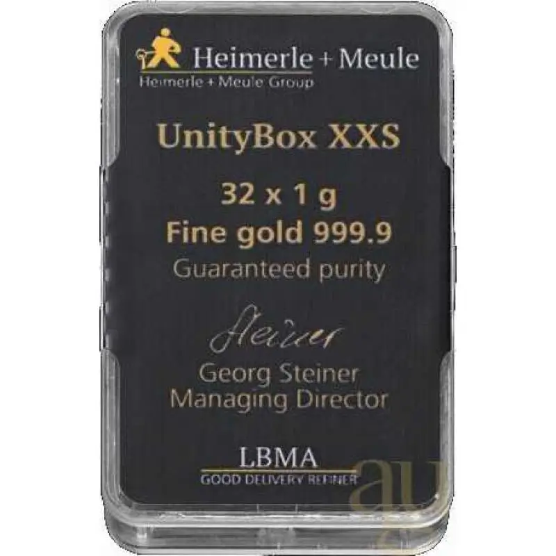 32 x 1g Gold Bar | Heimerle + Meule | Unity Box