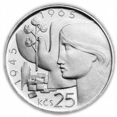 Stříbrná mince 25 Kčs 20 let osvobození ČSR | 1965 | Proof