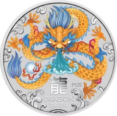 Silver coin Dragon 2 Oz | Lunar III | 2024 | Coloured