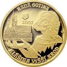 Zlatá minca 2000 Kč Raná gotika klášter ve Vyšším Brodě | 2001 | Proof