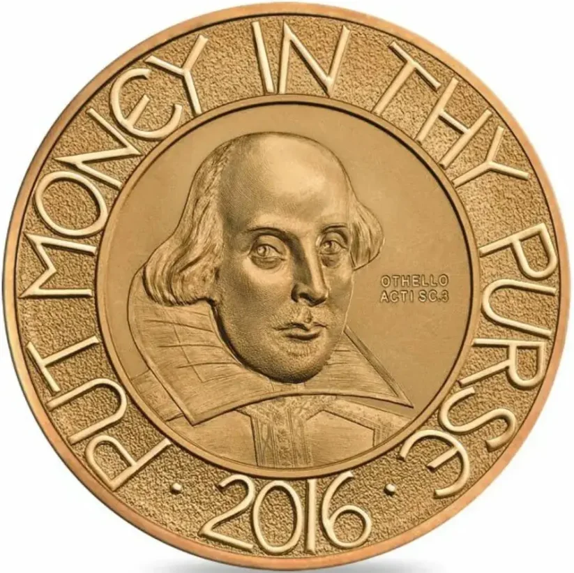 Zlatá minca 5 Oz William Shakespeare | 2016 | Proof