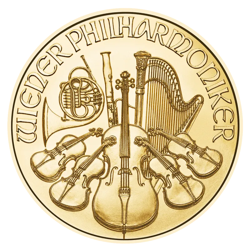 Złota moneta Wiedeński Filharmonik 1/25 oz