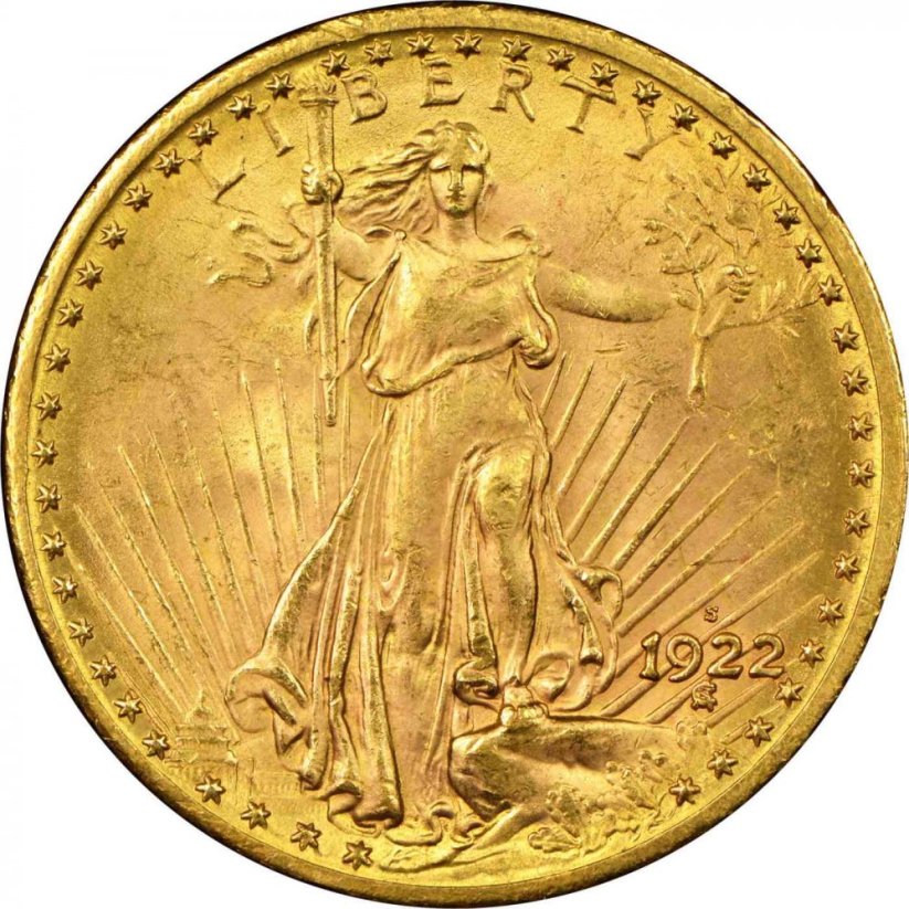 Zlatá mince 20 Dollar American Double Eagle | Saint Gaudens | 1922