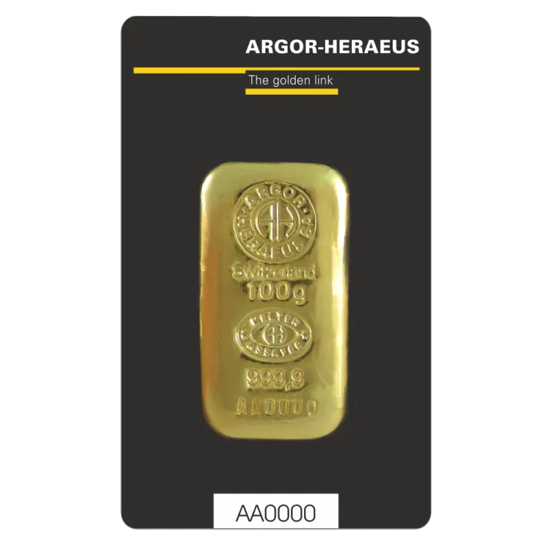 100g investiční zlatý slitek | Argor-Heraeus | Litý slitek