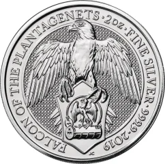 Stříbrná investiční mince Falcon 2 Oz | Queens Beasts | 2019