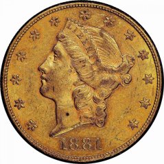 Gold coin 20 Dollar American Double Eagle | Liberty Head | 1881