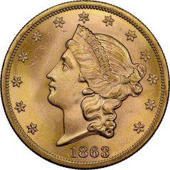 Zlatá mince 20 Dollar American Double Eagle | Liberty Head | 1863