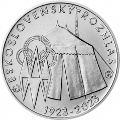 Strieborná minca 200 Kč Zahájení pravidelného vysílání československého rozhlasu | 2023 | Standard