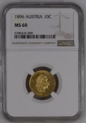 Zlatá mince 10 Korona Františka Josefa I. | 1896 | NGC | MS 60