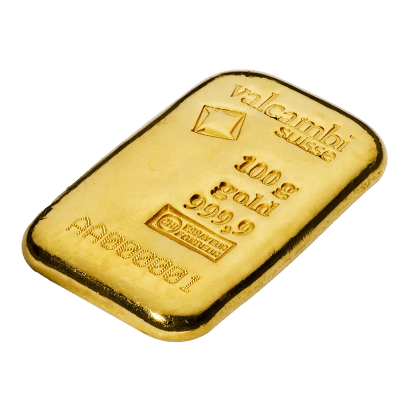 100g Gold Bar | Valcambi | Casted
