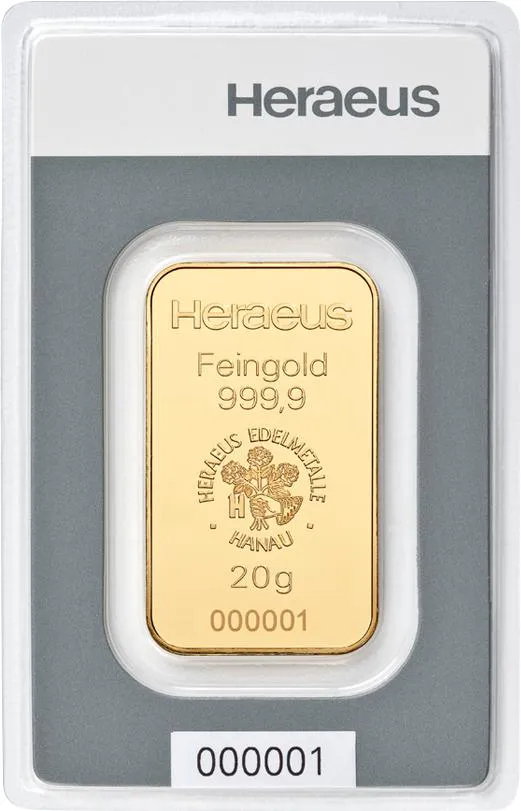 20g Złota Sztabka | Heraeus