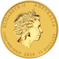 Złota moneta Rok Konia 1/10 oz | Lunar II | 2014