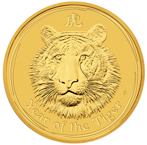 Zlatá investiční mince Rok Tygra 2 Oz | Lunar II | 2010