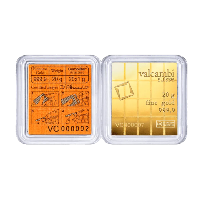 20 x 1g Gold Bar | Valcambi | CombiBar®
