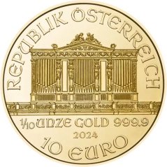 Zlatá investičná minca Wiener Philharmoniker 1/10 Oz | 2024