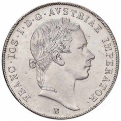 Stříbrná mince 1 tolar Františka Josefa I. | Rakouská ražba | 1854 A