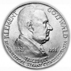 Stříbrná mince 100 Kč | 1951 | 30. výročí založení KSČ - Klement Gottwald