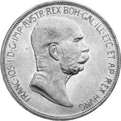 Stříbrná mince 5 korona Františka Josefa I. | Rakouská ražba | 1908