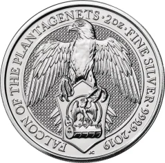 Strieborná investičná minca Falcon 2 Oz | Queens Beasts | 2019
