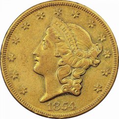 Gold coin 20 Dollar American Double Eagle | Liberty Head | 1854