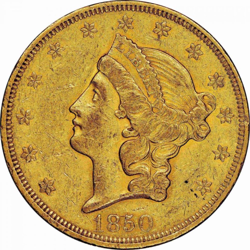 Gold coin 20 Dollar American Double Eagle | Liberty Head | 1850