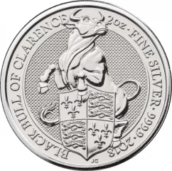 Stříbrná investiční mince Black Bull 2 Oz | Queens Beasts | 2018