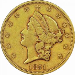 Gold coin 20 Dollar American Double Eagle | Liberty Head | 1851