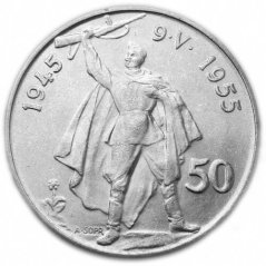 Strieborná minca 50 Kčs 10 let osvobození ČSR | 1955 | Proof